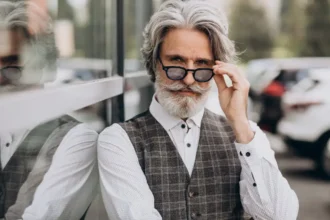 Homem com muito estilo usando um óculos de luxo